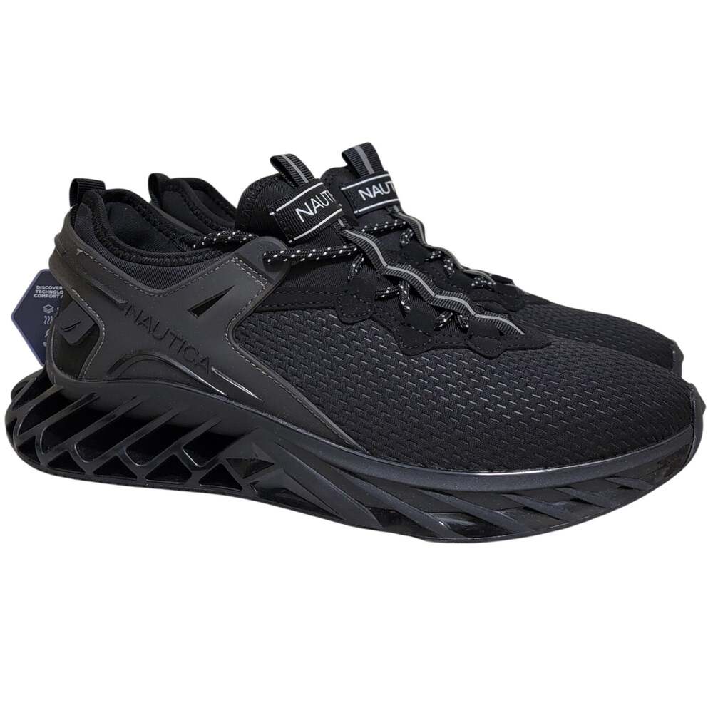 Nautica Men Wandal Athletic Slip On Sneakers Size US 7.5 Black Tonal Mesh